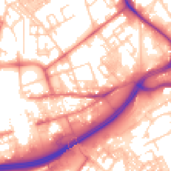 Daytime road noise heatmap for OL1 3SZ
