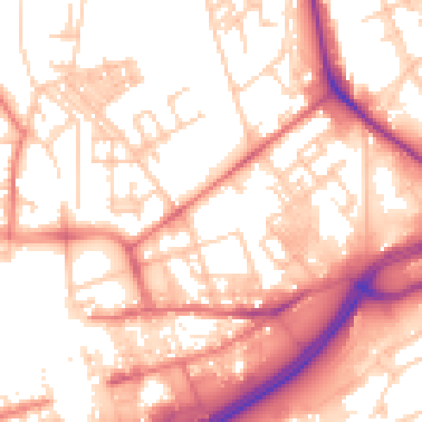 Daytime road noise heatmap for OL1 3UQ