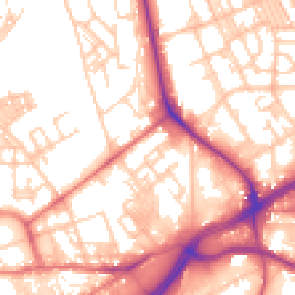 Daytime road noise heatmap for OL1 3UX
