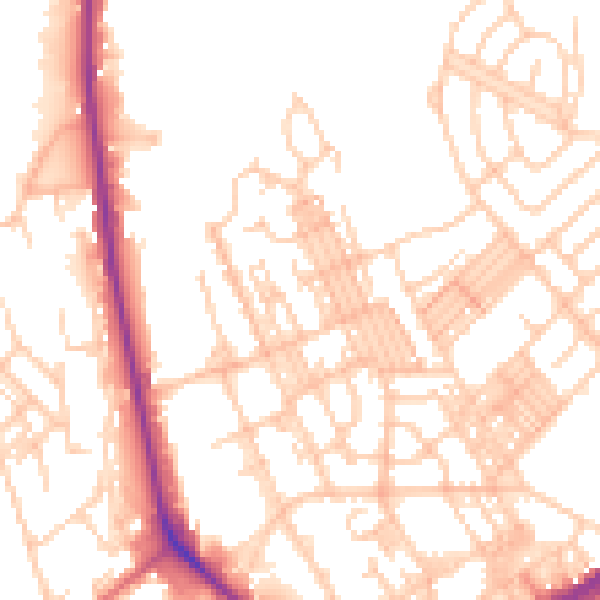 Daytime road noise heatmap for OL1 4DA
