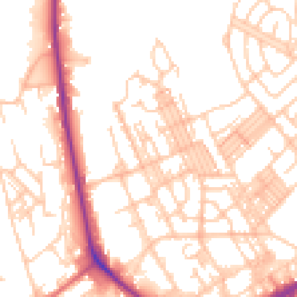 Daytime road noise heatmap for OL1 4DL