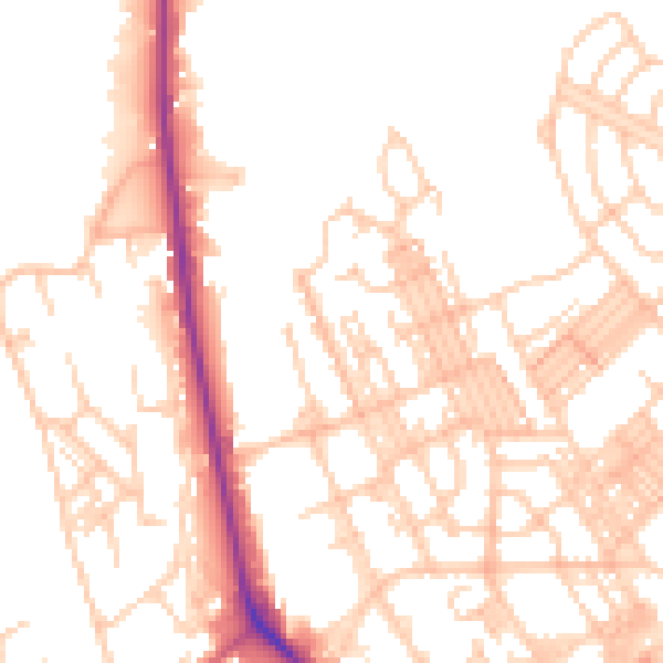 Daytime road noise heatmap for OL1 4DN