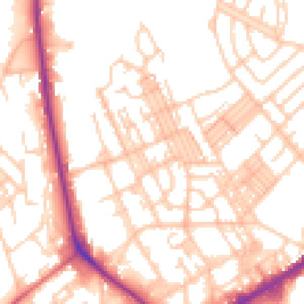 Daytime road noise heatmap for OL1 4DT
