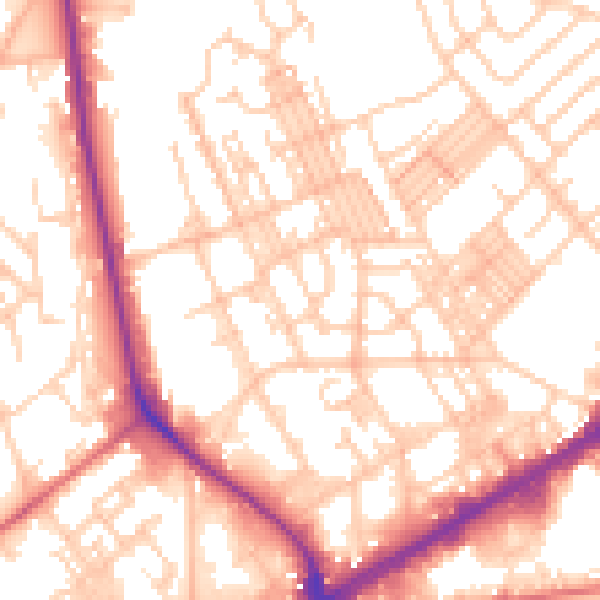 Daytime road noise heatmap for OL1 4DY