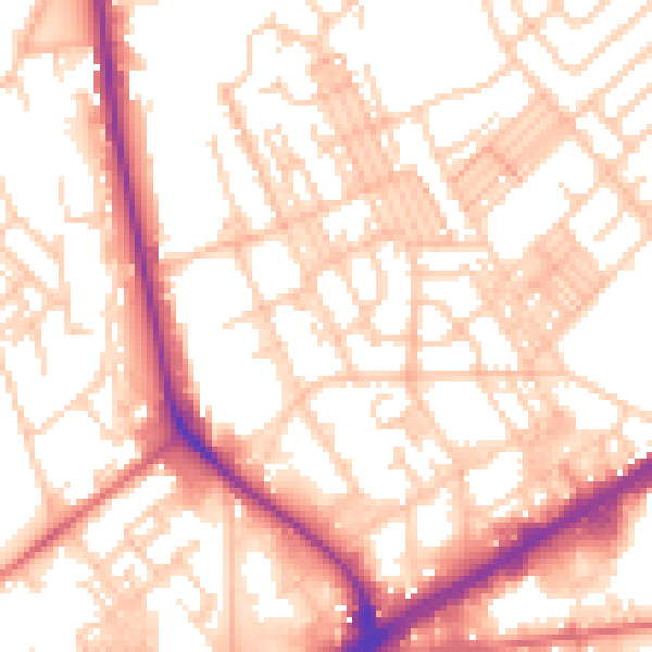 Daytime road noise heatmap for OL1 4EF