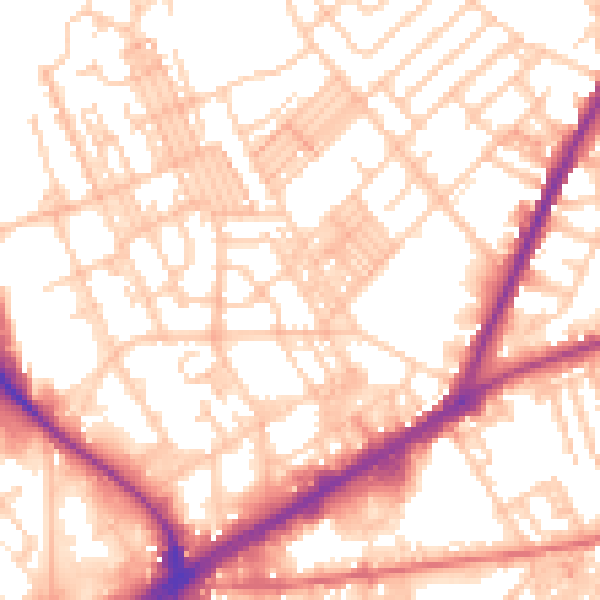 Daytime road noise heatmap for OL1 4EG