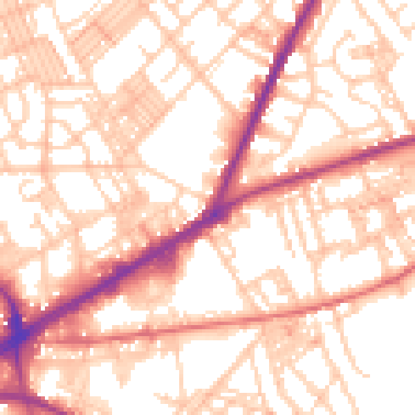 Daytime road noise heatmap for OL1 4EN