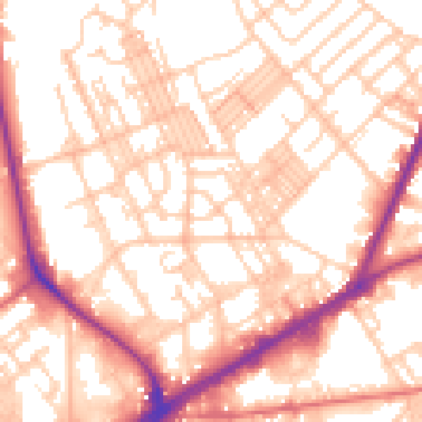Daytime road noise heatmap for OL1 4FG