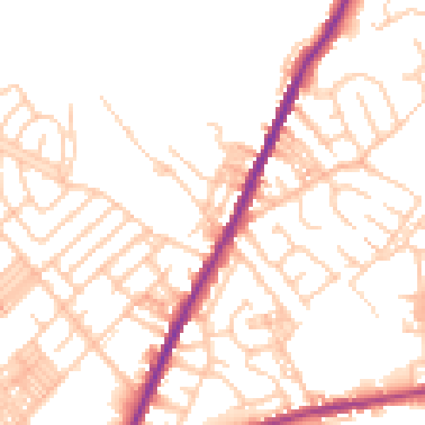 Daytime road noise heatmap for OL1 4HU