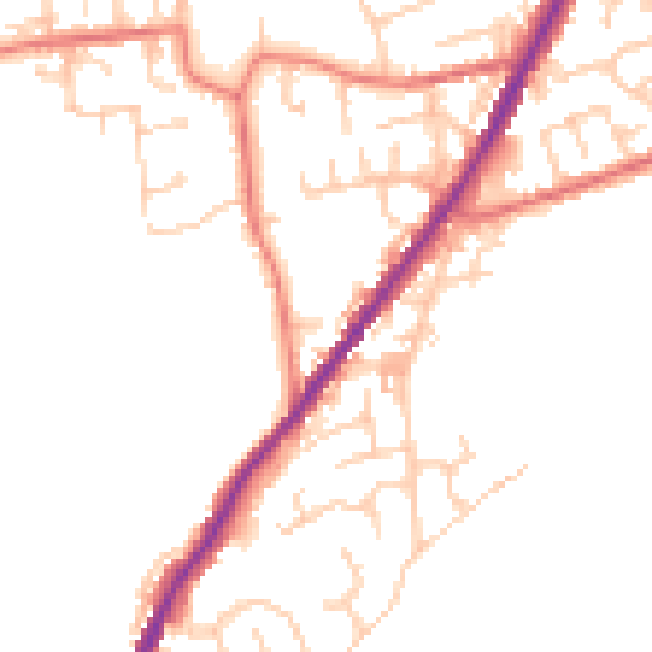 Daytime road noise heatmap for OL1 4JR