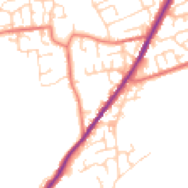 Daytime road noise heatmap for OL1 4JX