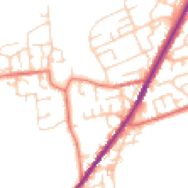 Daytime road noise heatmap for OL1 4NU