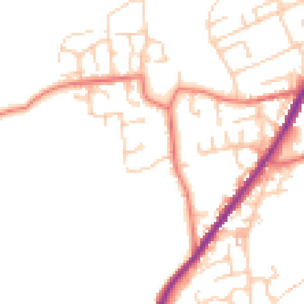 Daytime road noise heatmap for OL1 4PS