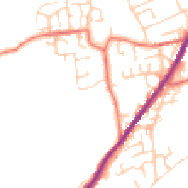 Daytime road noise heatmap for OL1 4PY