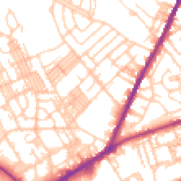 Daytime road noise heatmap for OL1 4QQ