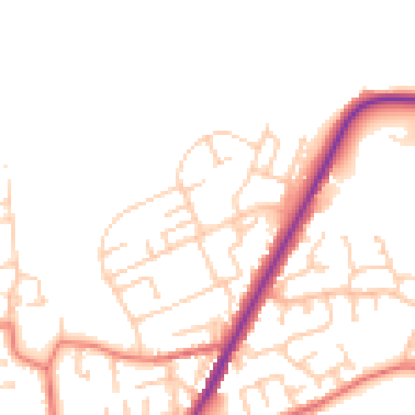 Daytime road noise heatmap for OL1 4QZ
