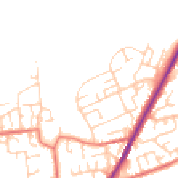 Daytime road noise heatmap for OL1 4RW