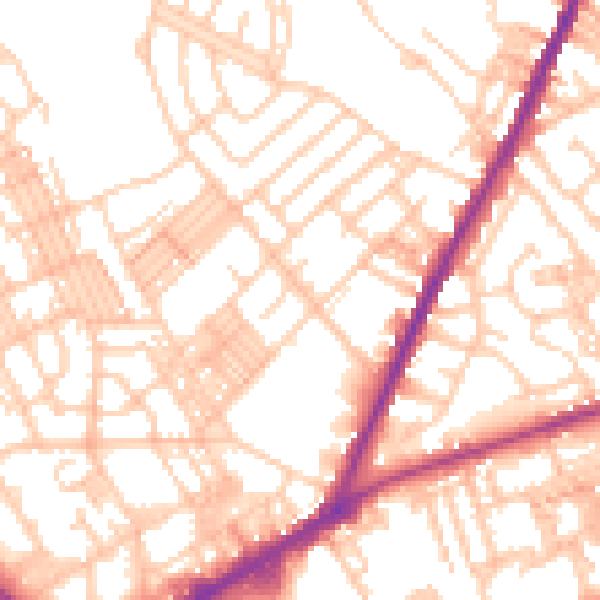 Daytime road noise heatmap for OL1 4RY