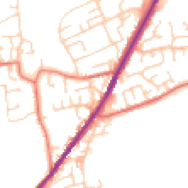Daytime road noise heatmap for OL1 4SL