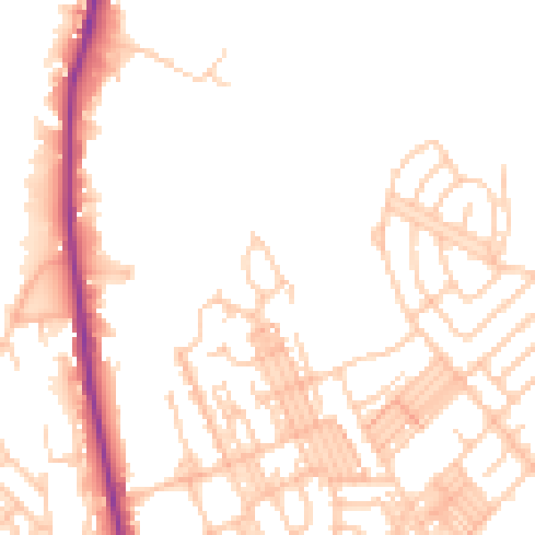Daytime road noise heatmap for OL1 4TF