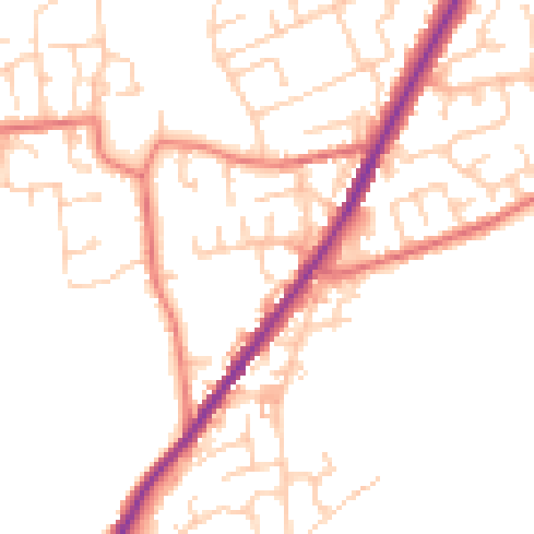 Daytime road noise heatmap for OL1 4TL