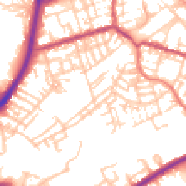 Daytime road noise heatmap for OL11 1AT