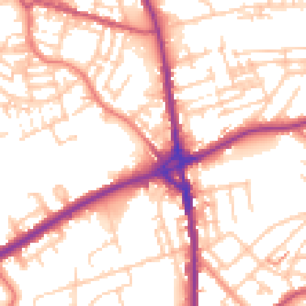 Daytime road noise heatmap for OL11 1BD