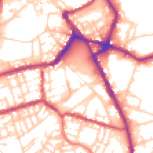 Daytime road noise heatmap for OL11 1DU