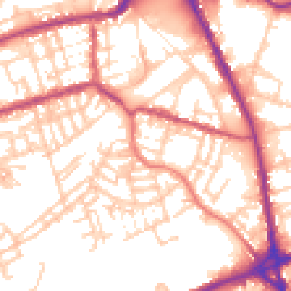 Daytime road noise heatmap for OL11 1JS