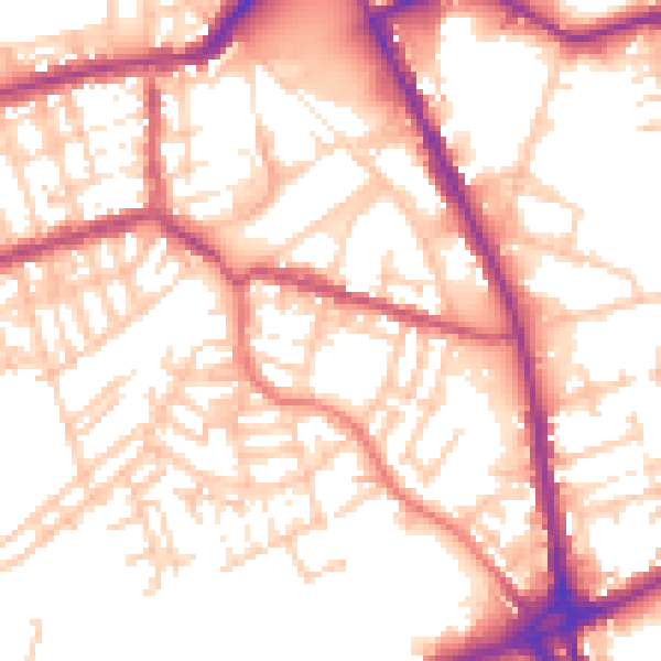 Daytime road noise heatmap for OL11 1JU