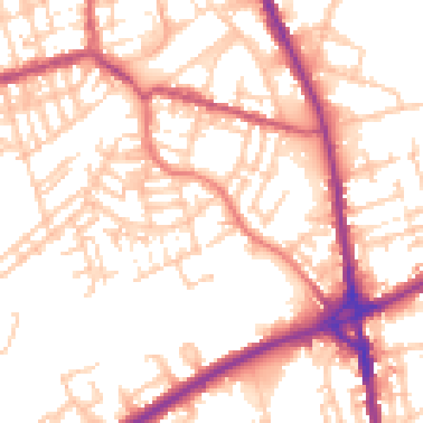 Daytime road noise heatmap for OL11 1NY