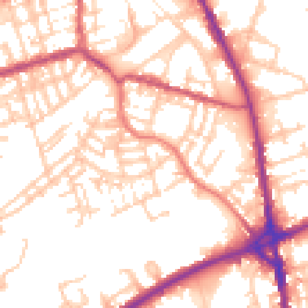 Daytime road noise heatmap for OL11 1NZ