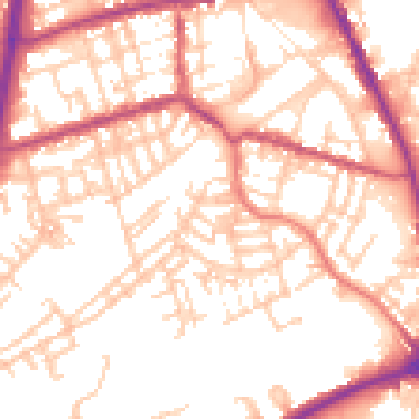 Daytime road noise heatmap for OL11 1QA
