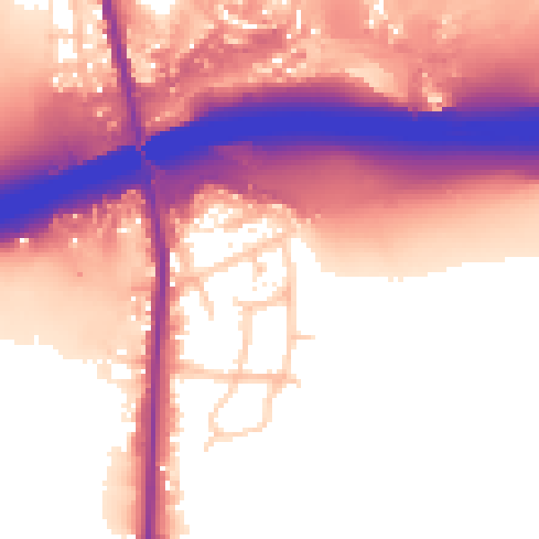 Daytime road noise heatmap for OL11 2XT