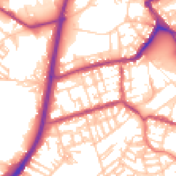 Daytime road noise heatmap for OL11 3SW