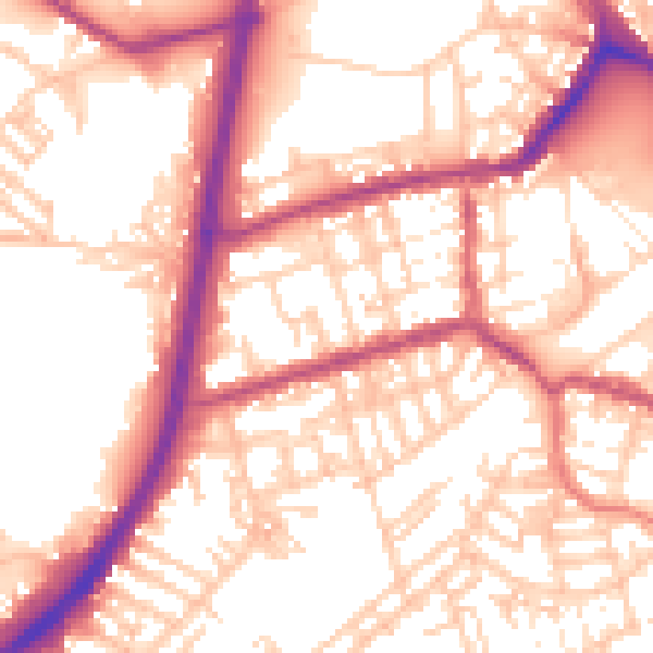 Daytime road noise heatmap for OL11 3UB