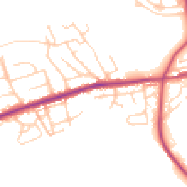 Daytime road noise heatmap for OL11 4BS