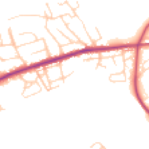 Daytime road noise heatmap for OL11 4DT