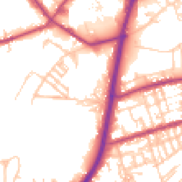 Daytime road noise heatmap for OL11 4HZ