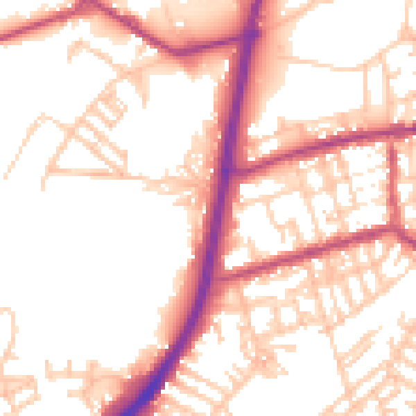Daytime road noise heatmap for OL11 4JG
