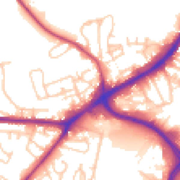 Daytime road noise heatmap for OL11 4PU