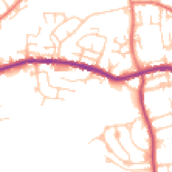 Daytime road noise heatmap for OL11 5AJ