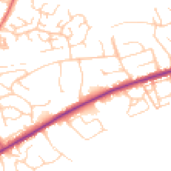 Daytime road noise heatmap for OL11 5HN