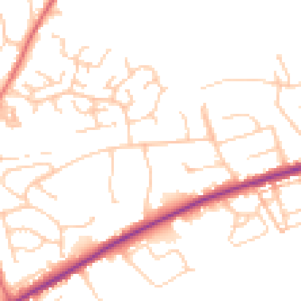 Daytime road noise heatmap for OL11 5NA