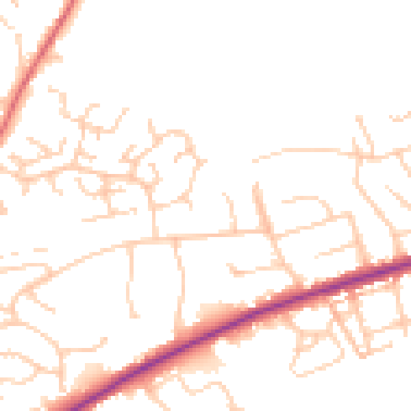 Daytime road noise heatmap for OL11 5ND