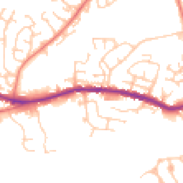 Daytime road noise heatmap for OL11 5YY