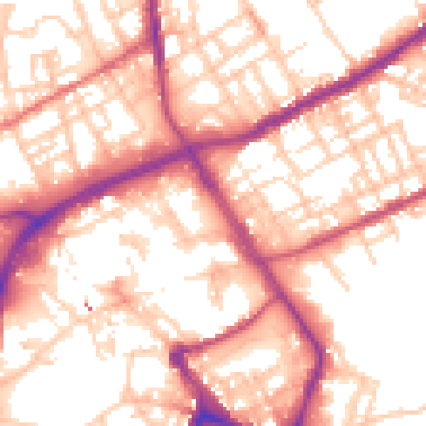 Daytime road noise heatmap for OL16 1AU