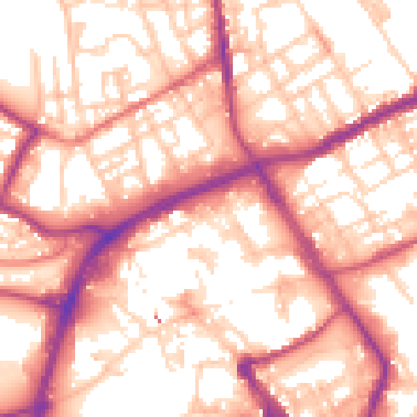Daytime road noise heatmap for OL16 1AY