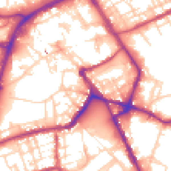 Daytime road noise heatmap for OL16 1BD