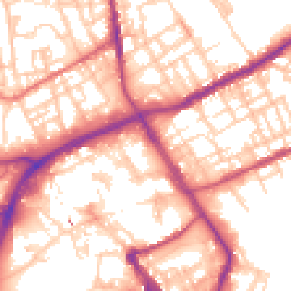 Daytime road noise heatmap for OL16 1BG